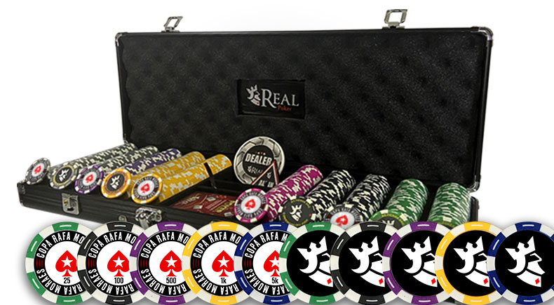 Maleta com 500 Fichas de Poker em ABS Personalizadas da Copa Rafa Moraes